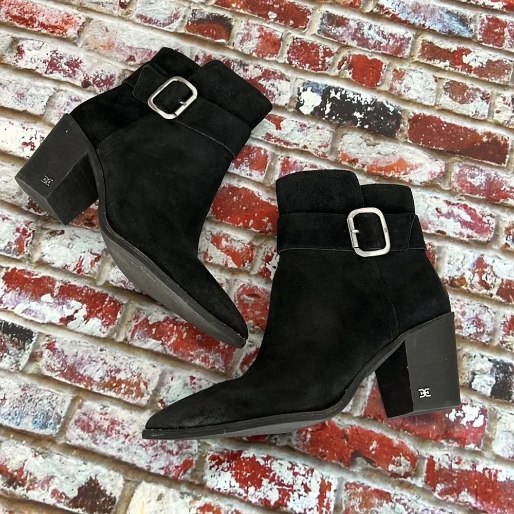 * Sam Edelman, black suede ankle boots